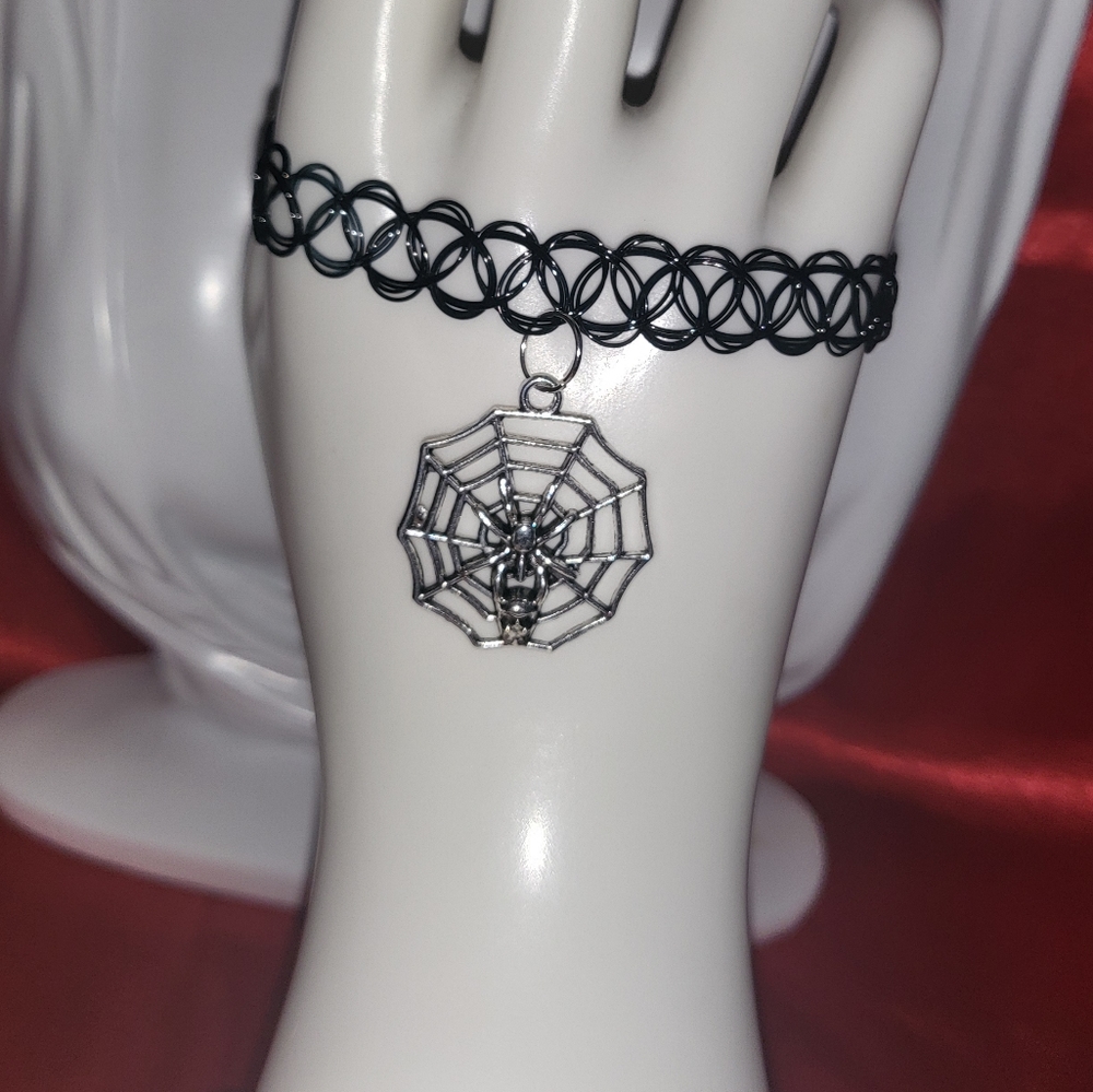 Spider Web charm bracelet, 90s tattoo style bracelet